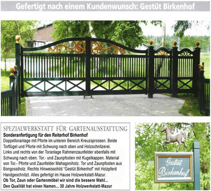 Friesentor und Friesenzaun mit schnitzerein für Reiterhof